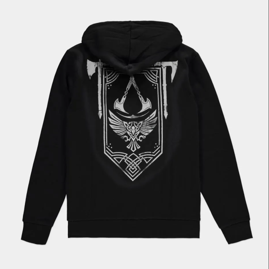 Difuzed Assassin's Creed Valhalla Crest Banner Men's Hoodie - S izmērs - Vīriešu hūdijs ar ravējslēdzēju un kapuci