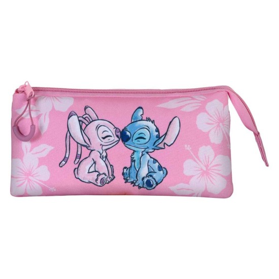 Karactermania Disney Stitch & Angel Sit triple Pencil Case 23 x 10 x 5cm - Penālis ar trīs nodalījumiem