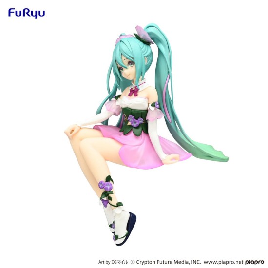 Furyu Hatsune Miku Noodle Stopper Ver. Pink Color Figure 14cm - Miku Flower Fairy Morning Glory - Plastmasas figūriņa