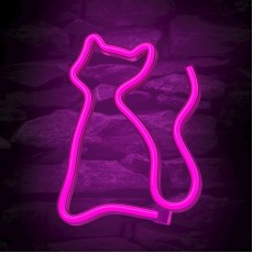 Forever Decorative Neon LED Light 23.5 x 17 x 2 cm (3xAA Batteries or USB plug) - Кот - Декоративная неоновая LED лампа
