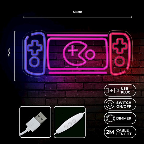 Forever Decorative Neon LED Light 58 x 25 x 2 cm (USB Plug) - Spēļu Konsole - Dekoratīva neona LED lampa