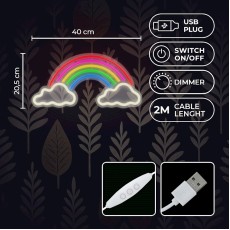 Forever Decorative Neon Plexi LED Light 40 x 20.5 x 2 cm (USB Plug) - Радуга - Декоративная неоновая LED лампа