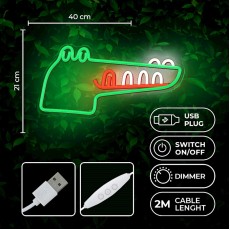 Forever Jurasic Dino Decorative Neon LED Light 40 x 21 x 2 cm (USB Plug) - Крокодил - Декоративная неоновая LED лампа