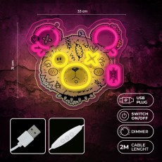 Forever Neon Art LED Light 33 x 31 x 2 cm (USB Plug) - Punk Teddy Bear - Декоративная неоновая LED лампа