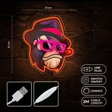 Forever Neon Art LED Light 35 x 31 x 2 cm (USB Plug) - Gangsta Monkey - Декоративная неоновая LED лампа