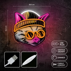 Forever Neon Art LED Light 32 x 29 x 2 cm (USB Plug) - Cat Dreamer - Декоративная неоновая LED лампа