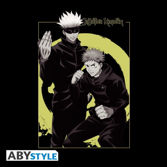 ABYstyle Jujutsu Kaisen Itadori & Gojo T-shirt - S izmērs / Melns - Vīriešu kokvilnas T-krekls