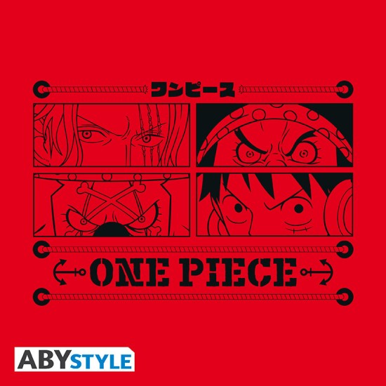 ABYstyle One Piece 4 Emperors T-shirt - XL izmērs / Sarkans - Uniseks kokvilnas T-krekls