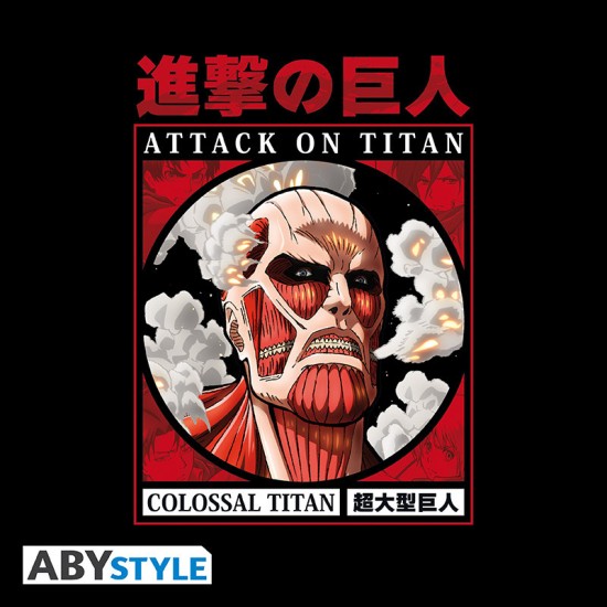 ABYstyle Attack on Titan Colossal Titan T-shirt - L izmērs / Melns - Vīriešu kokvilnas T-krekls