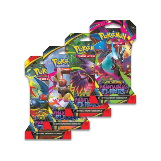 Pokemon Super Card Game TCG Trading Cards - Phantasmal Flames - ME02 - Sleeved Booster Pack EN - Kāršu spēle