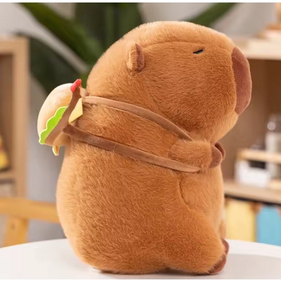Capybara Plush Toy with Blanket 40cm - Capybara with backpack-burger