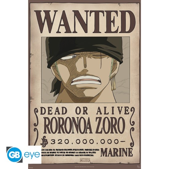 ABYstyle One Piece Poster Maxi 91.5 x 61 cm - Wanted Zoro new - Plakāts