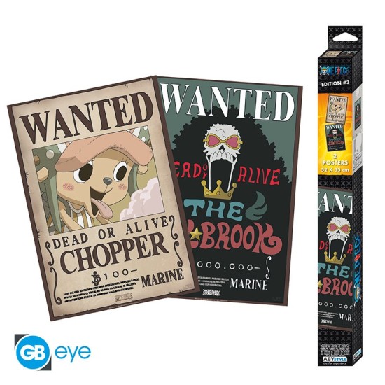 ABYstyle One Piece Poster Chibi Set (2 pcs.) 52 x 38 cm - Wanted Brook & Chopper - Divi plakāti