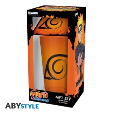 ABYstyle Naruto Shippuden Gift Set Glass 400 ml / Coaster - Symbol