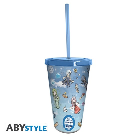 ABYstyle That Time I Got Reincarnated as a Slime Glass with Straw 470ml - Graff Art - Glāze ar salmiņu un vāku