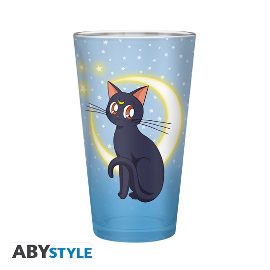 ABYstyle Sailor Moon Large Glass 400ml - Luna & Artemis - Glāze