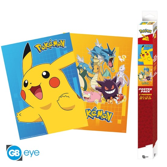 ABYstyle Pokemon Poster Chibi Set (2 pcs.) 52 x 38 cm - Colourful Characters - Divi plakāti