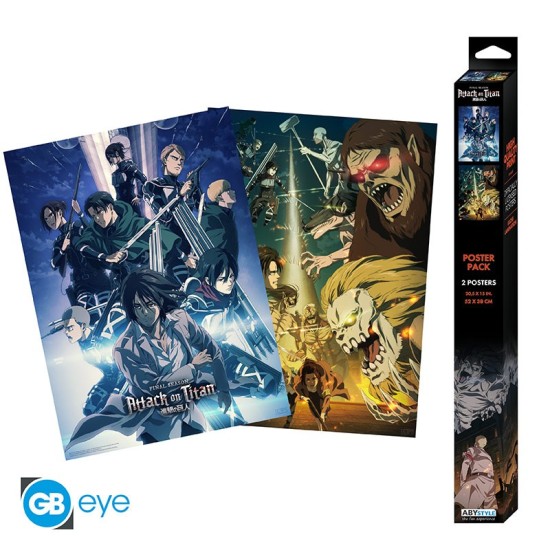 ABYstyle Attack on Titan Poster Chibi Set (2 pcs.) 52 x 38 cm - Set 2 - Divi plakāti