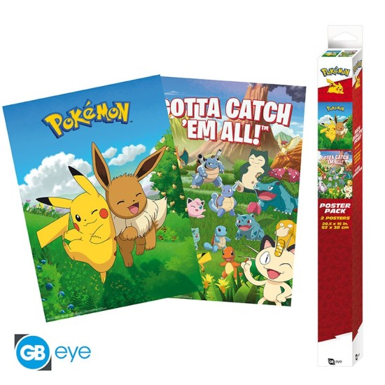 ABYstyle Pokemon Poster Chibi Set (2 pcs.) 52 x 38 cm - Environments - Divi plakāti