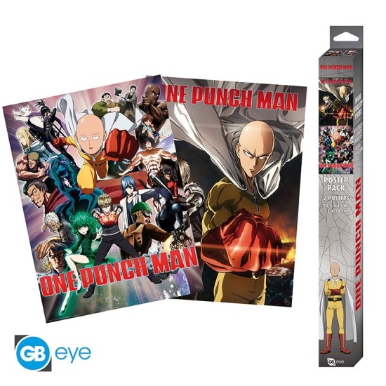 ABYstyle One-Punch Man Poster Chibi Set (2 pcs.) 52 x 38 cm - Saitama & Genos - Divi plakāti