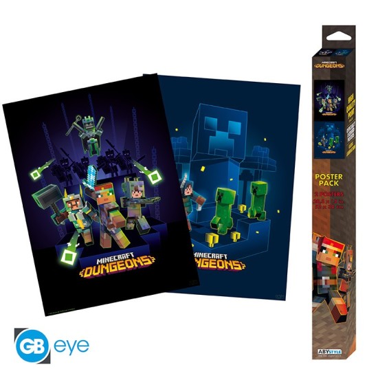 ABYstyle Minecraft Poster Chibi Set (2 pcs.) 52 x 38 cm - Dungeons - Divi plakāti