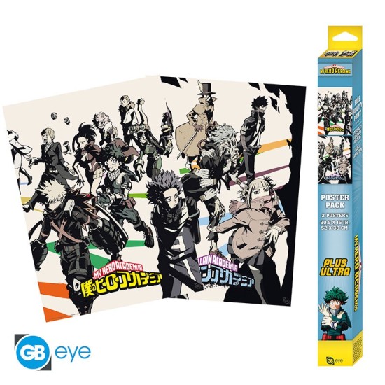 ABYstyle My Hero Academia Poster Chibi Set (2 pcs.) 52 x 38 cm - Heroes / Villains - Divi plakāti