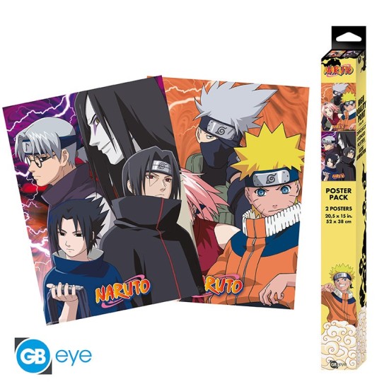 ABYstyle Naruto Shippuden Poster Chibi Set (2 pcs.) 52 x 38 cm - Konoha Ninjas & Deserters - Divi plakāti