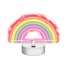 Forever Neolia Decorative Multicolor Neon LED Light on Stand 27 x 17 x 10 cm (3xAA Batteries or USB plug) - Varavīksne - Dekoratīva neona LED lampa