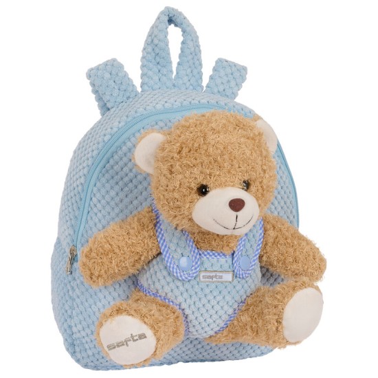 Safta Bear Plush Toy Backpack 27cm - Gaiši Zils - Mugursoma