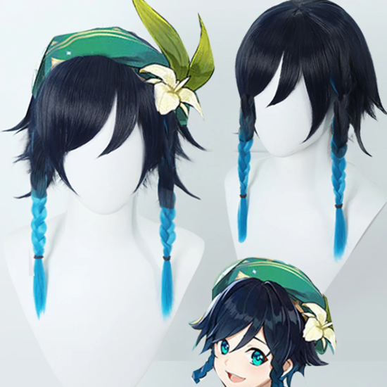 Genshin Impact Anime Cosplay Synthetic Hair Wig - Venti - Kospleja parūka