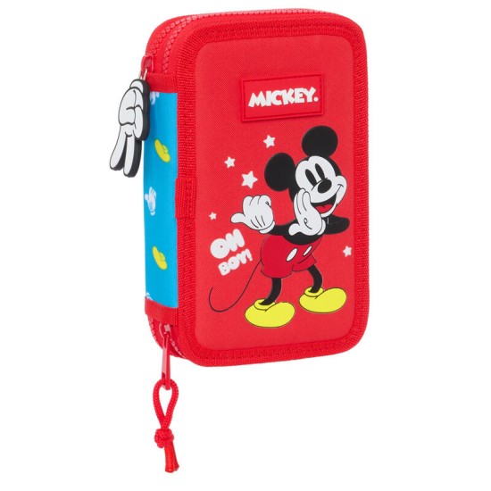 Safta Mickey Mouse Fantastic double Pencil Case 20 x 13 x 4cm (28 items included) - Penālis ar diviem nodalījumiem / ar 28 piederumiem komplektā