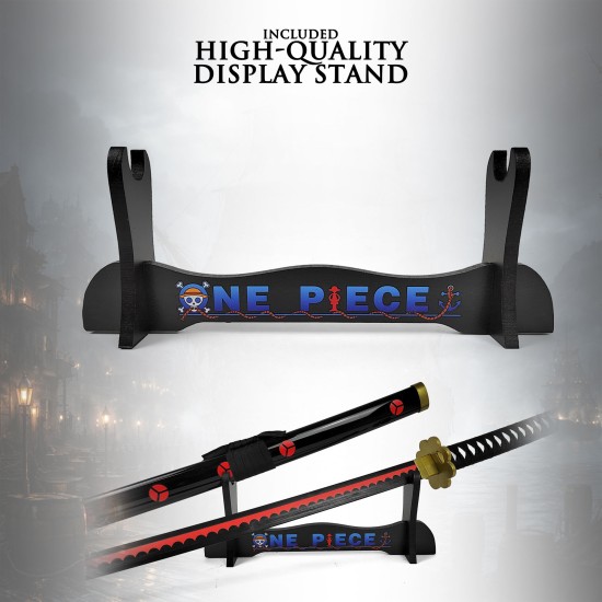One Piece Wooden Katana with Sheath and Stand Zoro's Shuusui Sword 101cm - Koka Katana ar Makstu un Statīvu (Zobens)