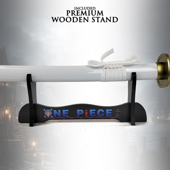 One Piece Wooden Katana with Sheath and Stand Wado-Ichi-Monji Sword 100cm - Koka Katana ar Makstu un Statīvu (Zobens)