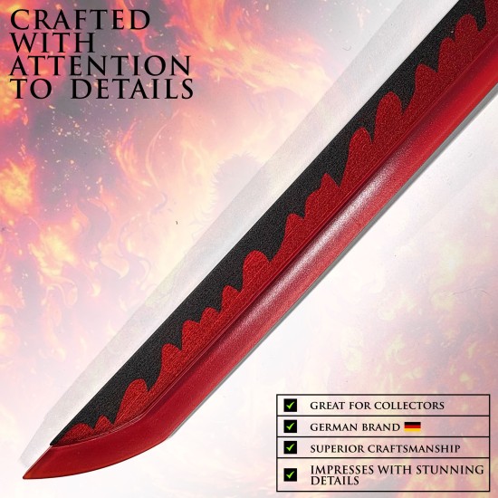 Demon Slayer Carbon Steel with LED Kimetsu no Yaiba - Rengoku Kyoujurou Sword 99,5cm - Oglekļa Tērauda Zobens ar LED (Katana)