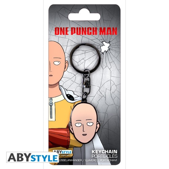 ABYstyle One-Punch Man Keychain - Saitama's Head - Metālisks atslēgu piekariņš