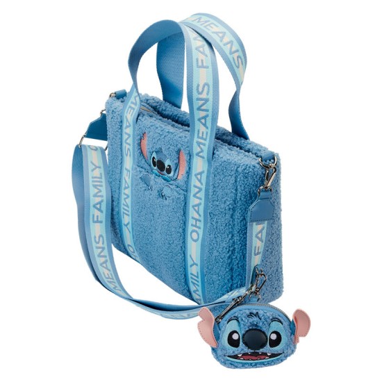 Loungefly Disney Stitch Plush Tote Shopping Bag with Coin Wallet 26 x 28 cm - Iepirkumu soma ar maku