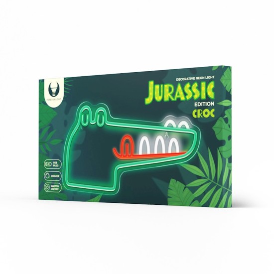 Forever Jurasic Dino Decorative Neon LED Light 40 x 21 x 2 cm (USB Plug) - Krokodils - Dekoratīva neona LED lampa