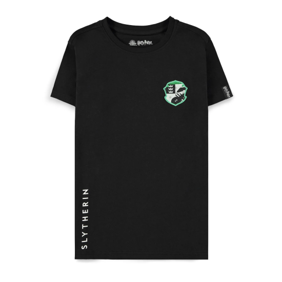 Difuzed Harry Potter Slytherin Emblem Boys Short Sleeved T-shirt - Izmērs 122-128 / Melns - Bērnu kokvilnas T-krekls