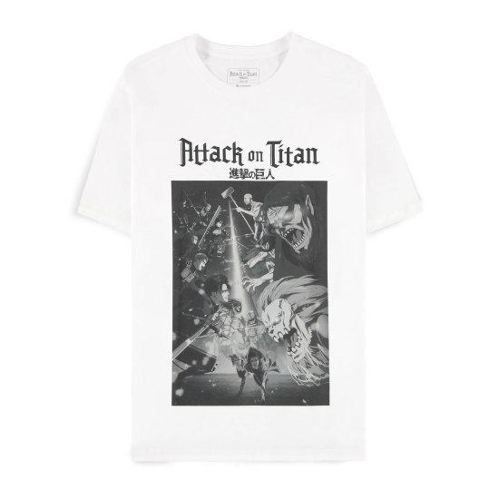 Difuzed Attack on Titan Season 4 Short Sleeved T-shirt - S izmērs / Balts - Vīriešu kokvilnas T-krekls