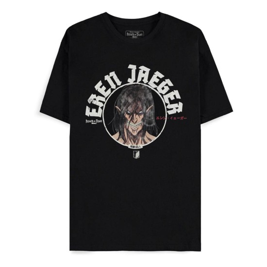 Difuzed Attack on Titan Eren Jaeger T-shirt - XS izmērs / Melns - Vīriešu kokvilnas T-krekls