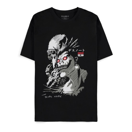 Difuzed Death Note Shinigami Demon Crew Short Sleeved T-shirt - XS izmērs / Melns - Vīriešu kokvilnas T-krekls