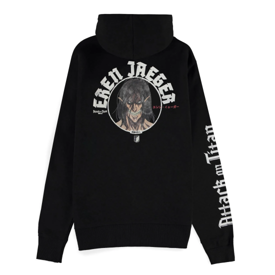 Difuzed Attack on Titan Eren Jaeger Men's Zipper Hoodie - XS izmērs - Vīriešu hūdijs ar ravējslēdzēju un kapuci