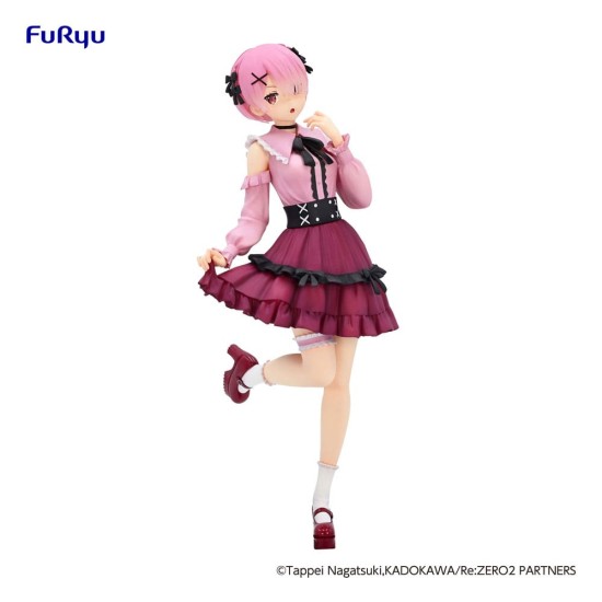 Furyu Re:Zero Starting Life in Another World Trio-Try-iT ver. Pink Figure 21cm - Rem Girly Outfit - Plastmasas figūriņa