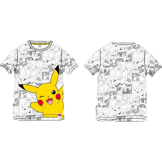 Sahinler Pokemon Pikachu T-shirt - Izmērs 104 / Balts - Bērnu kokvilnas T-krekls