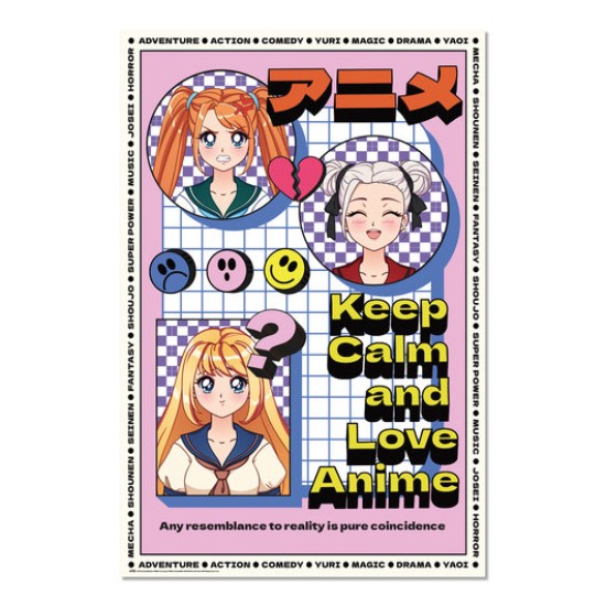 Grupo Erik Asian Art Poster Maxi 91.5 x 61 cm - Keep Calm and Love Anime - Plakāts