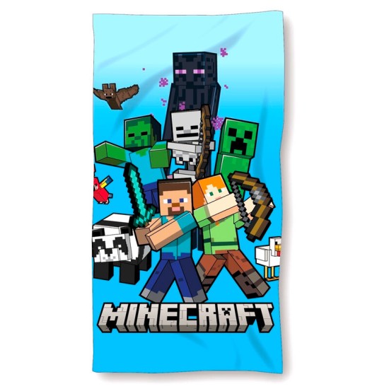 Mister Licence Minecraft Cotton Beach Towel 140 x 70cm - Kokvilnas pludmales dvielis