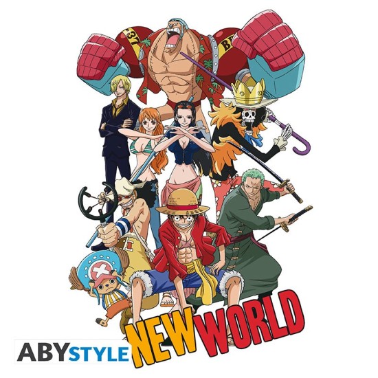 ABYstyle One Piece New World Group T-shirt - S izmērs / Balts - Vīriešu kokvilnas T-krekls