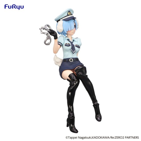 Furyu Re:Zero Starting Life in Another World Noodle Stopper Figure 14cm - Rem Police Officer Cap with Dog Ears - Plastmasas figūriņa