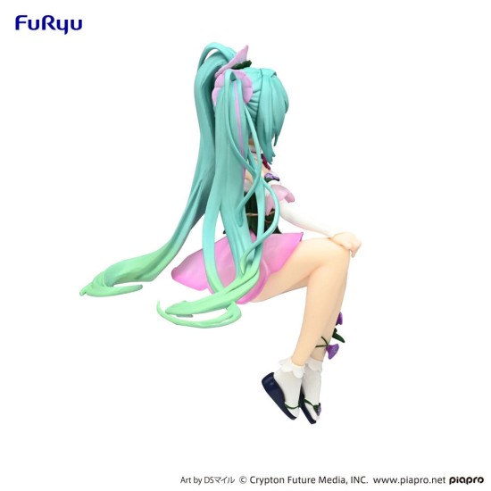 Furyu Hatsune Miku Noodle Stopper Ver. Pink Color Figure 14cm - Miku Flower Fairy Morning Glory - Plastmasas figūriņa