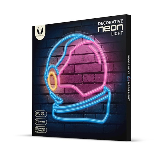 Forever Neolia Decorative Neon LED Light 40 x 37.5 x 2 cm (3xAA Batteries or USB Plug) - Astronauts - Dekoratīva neona LED lampa